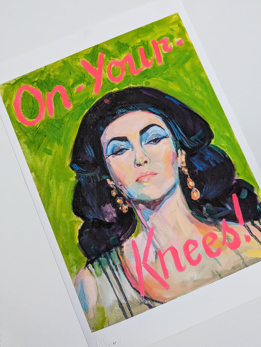 'On Your Knees' - Liz Taylor Print DELUXE HAND-EMBELLISHED LIMITED EDITION