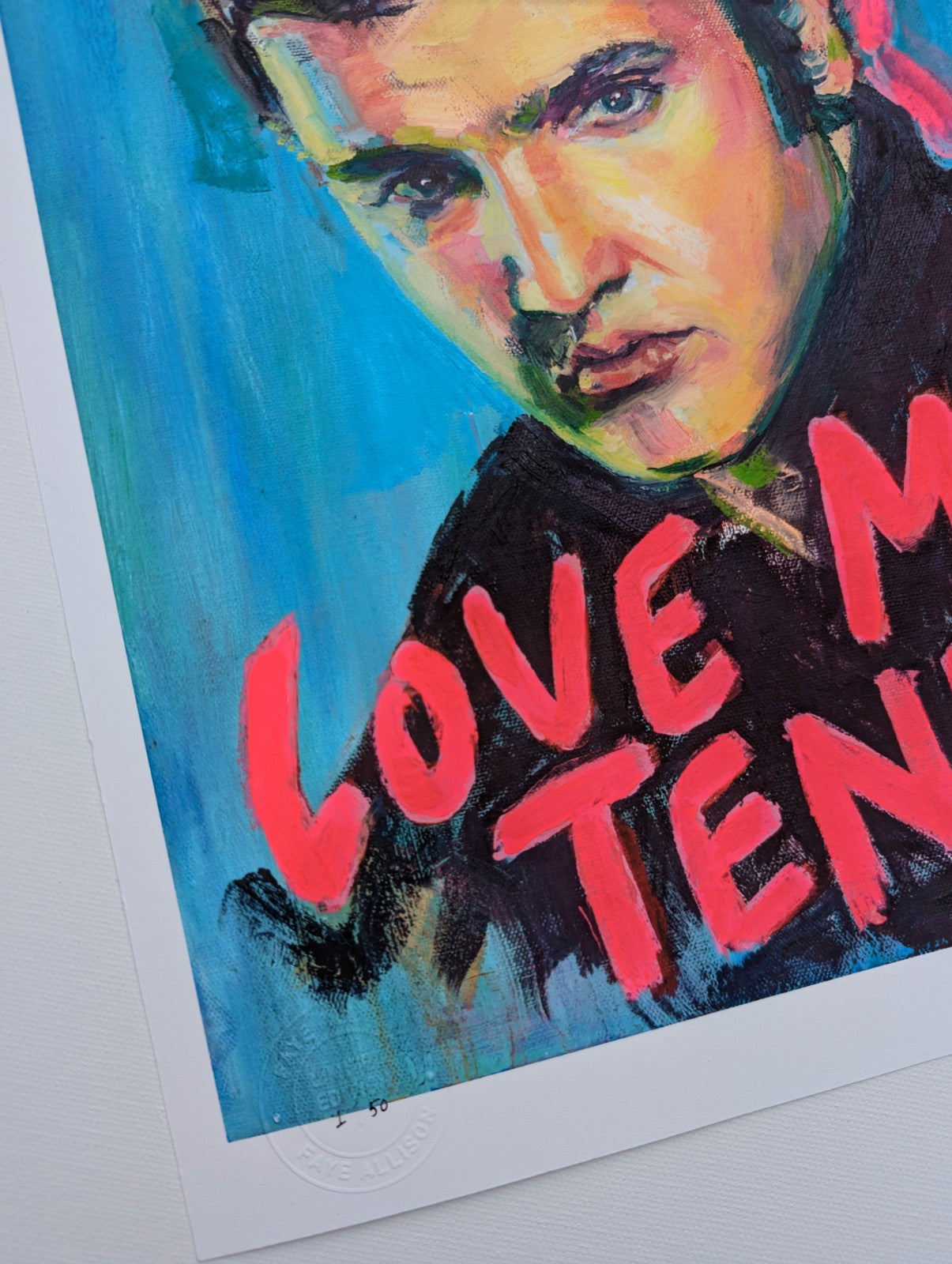 'Love Me Tender' Elvis DELUXE HAND - EMBELLISHED LIMITED EDITION PRINT
